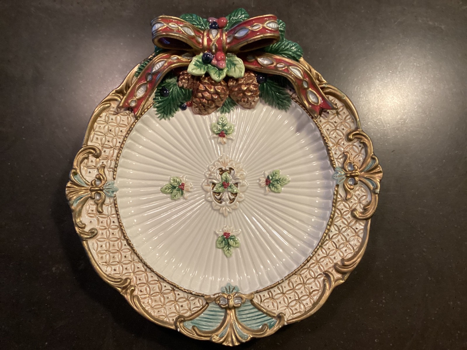 Fitz and Floyd Florentine Christmas Canape Plate