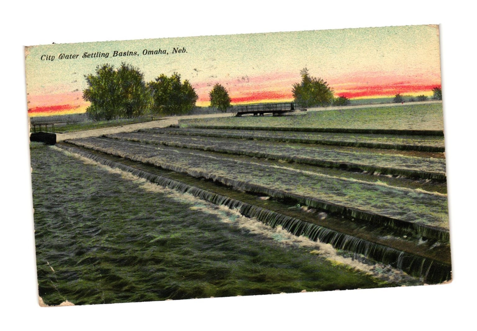 Vintage 1910 Omaha NE City Water Settling Basins Postcard Vintage 1910 Omaha NE City Water Settling Basins Postcard