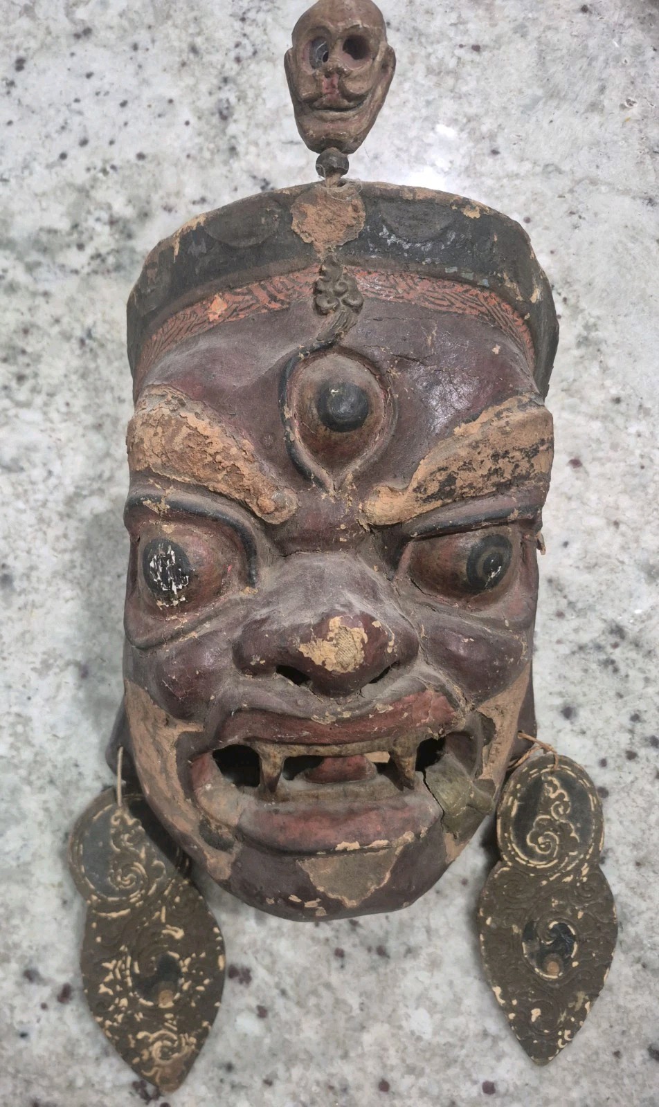 Rare Antique Lakhe Demon Mask Nepal Tribal Tibetan Primitive Art