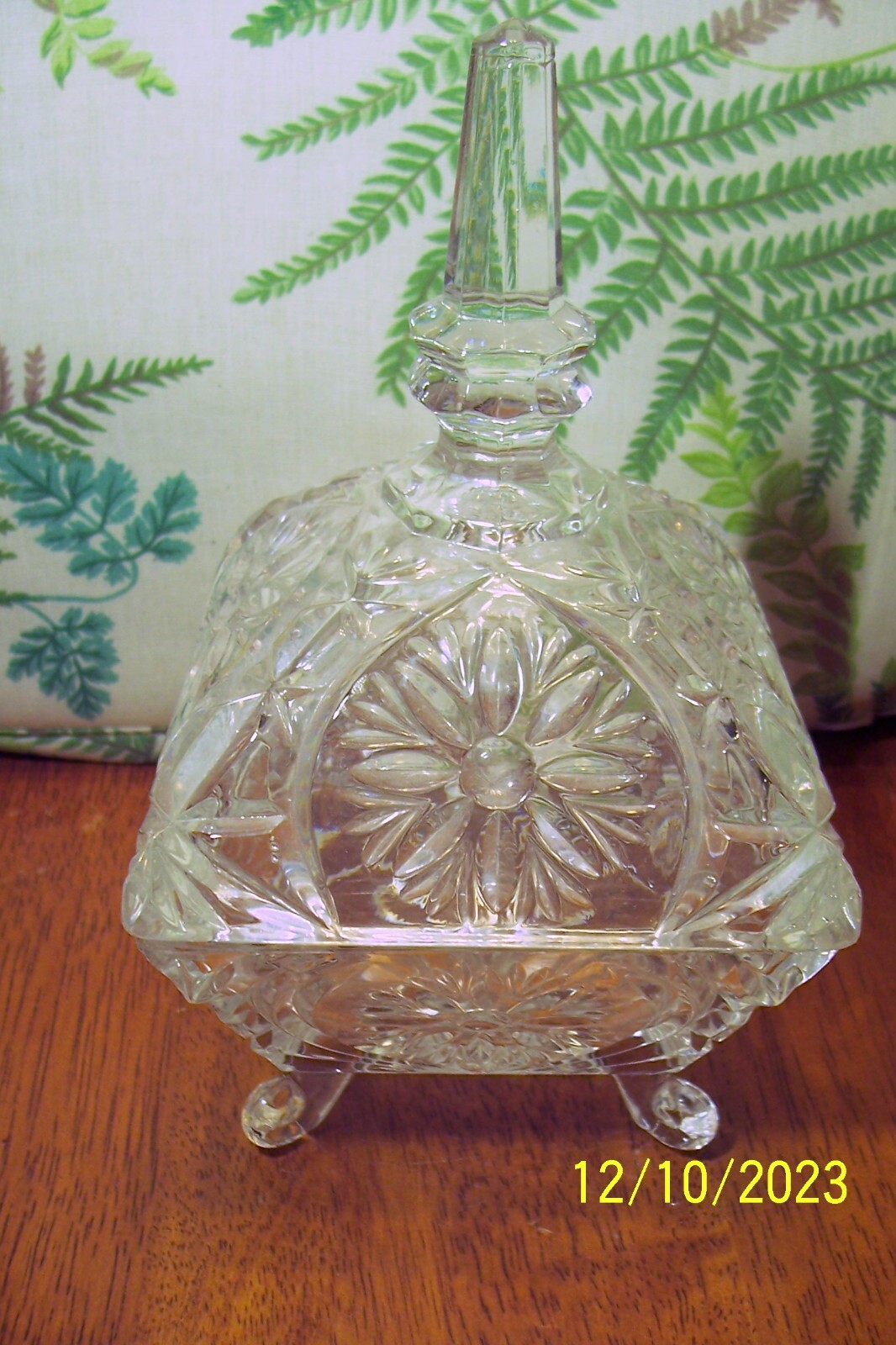 Pressed Glass Covered Candy Dish