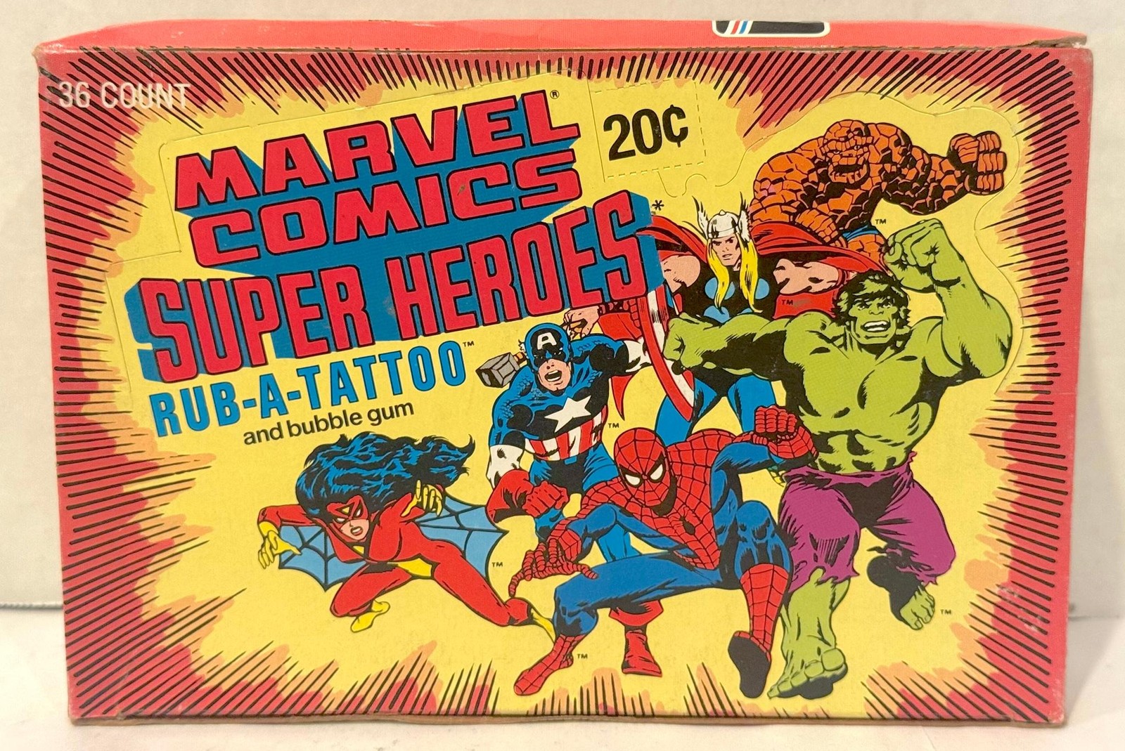 1980 Donruss Marvel Comics Super Heroes Rub-A-Tattoo Box 36ct 1980 Donruss Marvel Comics Super Heroes Rub-A-Tattoo Box 36ct