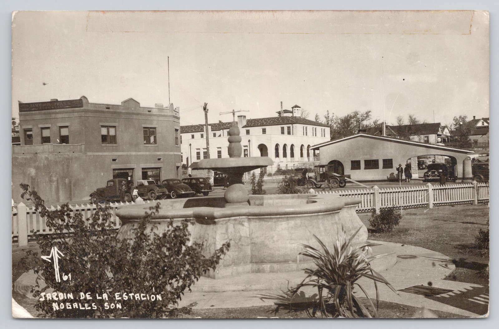 Nogales, Sonora Mexico Jardin de la Estacion Fountain RPPC Posted