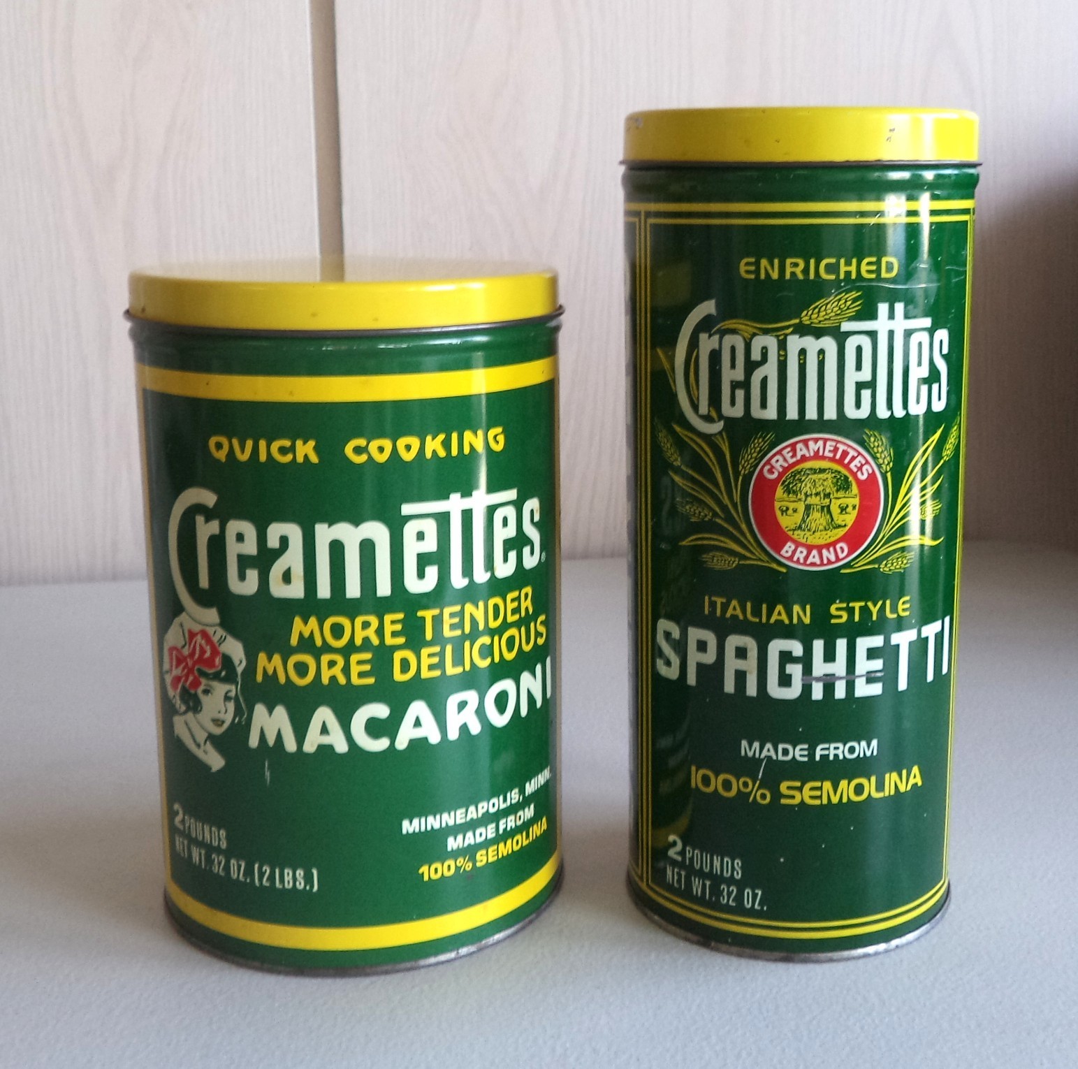 Vintage 1980’s Creamettes Macaroni Spaghetti Advertising Tin Canisters Replicas