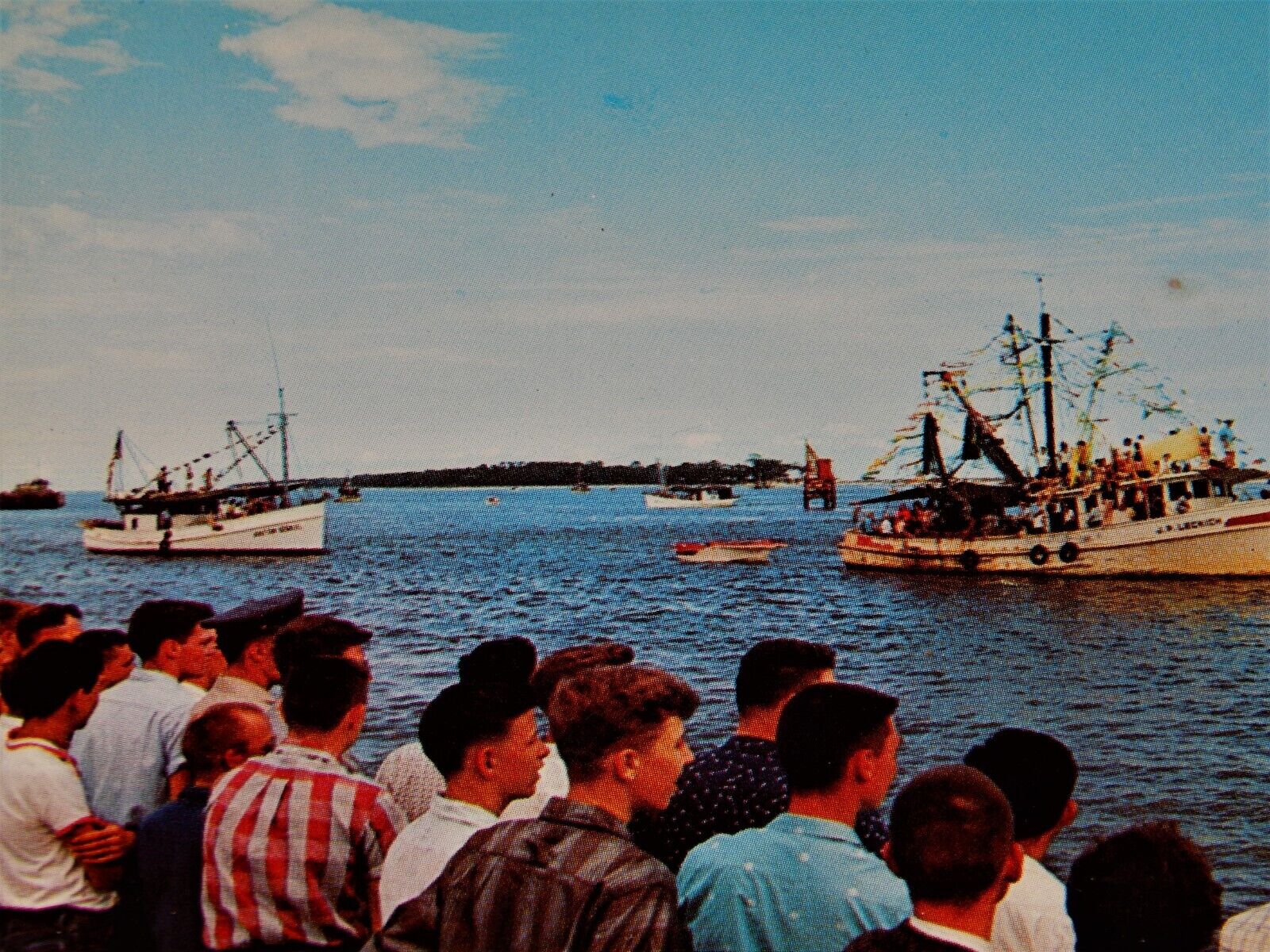 Vintage Postcard, MOBILE, AL, The Blessing Of Shrimp Fleet,Decorated Boat Parade