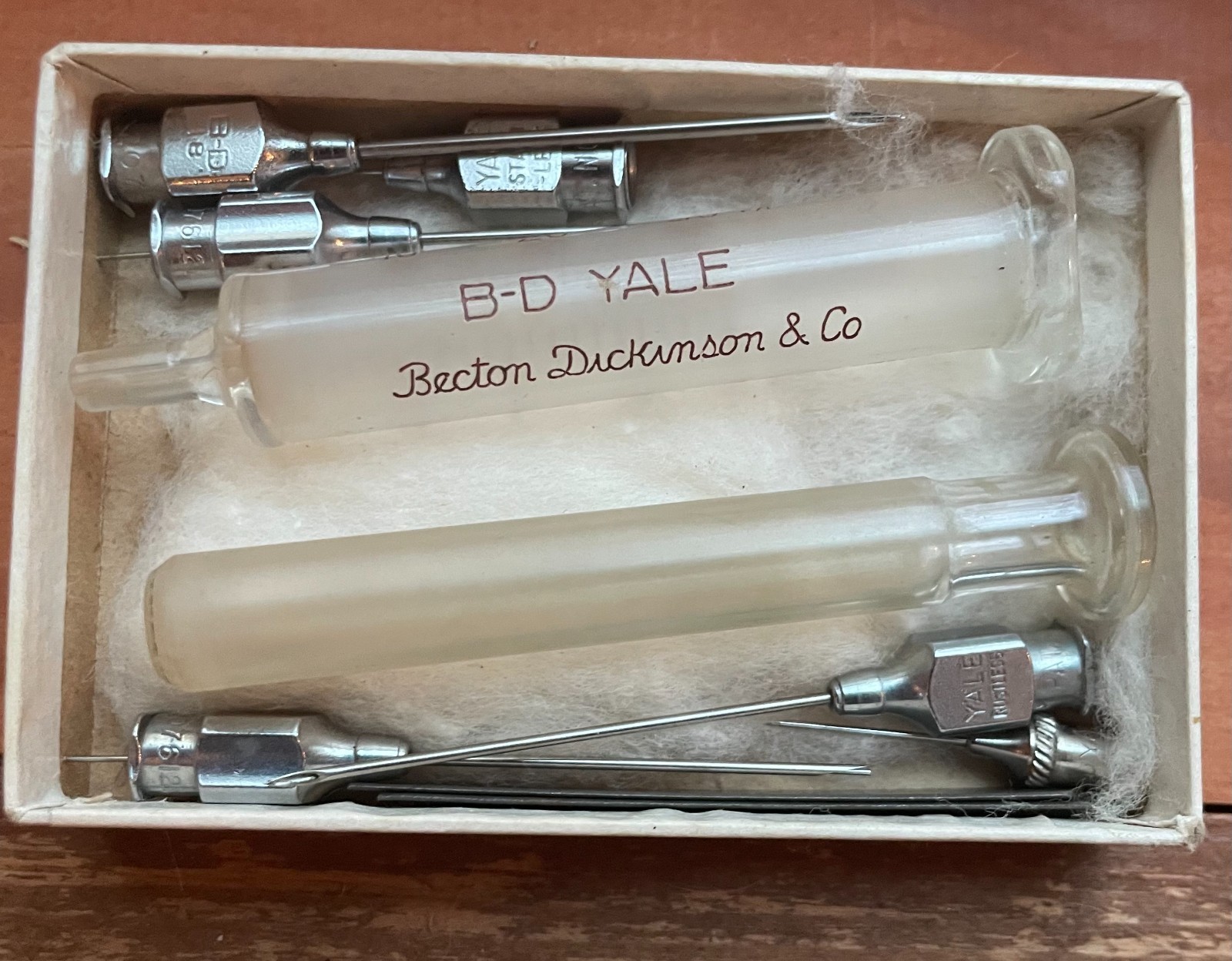 Antique B-D Yale Glass Syringe Set Original Box c.1930-1950 Antique B-D Yale Glass Syringe Set Original Box c.1930-1950