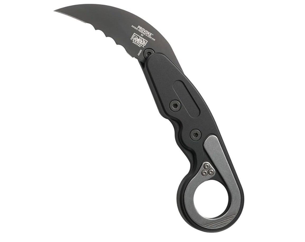 CRKT Provoke Folding Knife with Kinematic: Morphing Karambit, D2 Veff Serrations CRKT Provoke Folding Knife with Kinematic: Morphing Karambit, D2 Veff Serrations