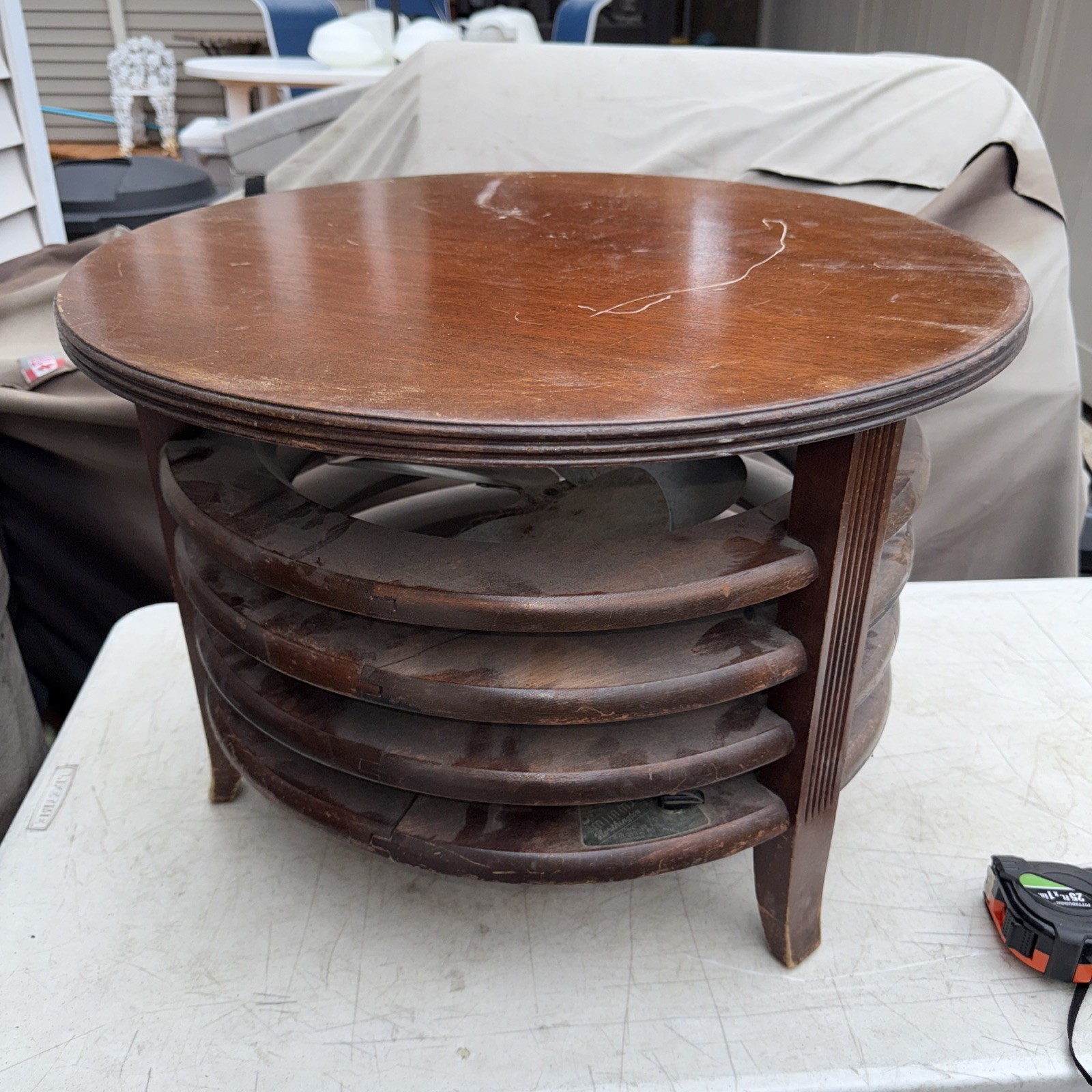 Vintage Mimms Northington Circular Floor Fan 3 Speed Brown Retro MCM. Needs Cord