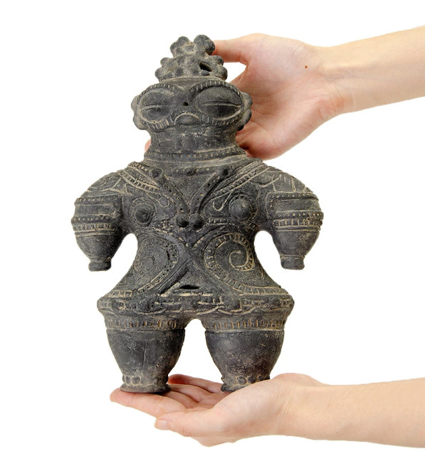 HANIWA Jomon Period Dogu Carbonized Clay Replica Statue 10.7 in from JPN