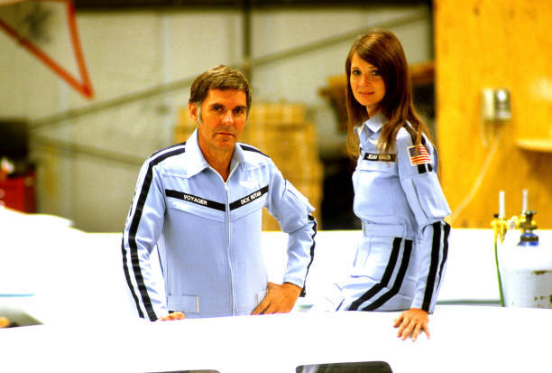 Dick Rutan and Jeana Yeager at Mojave Airport where the Voyager wa - Old Photo