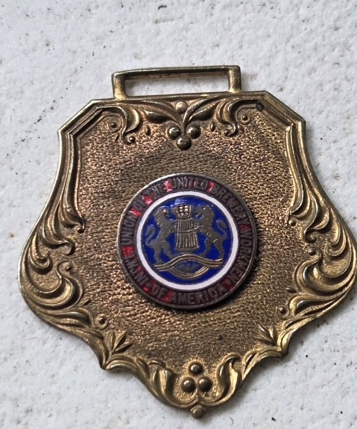 Antique Union of American Brewery Workers Union Fob Award Badge Newark NJ Beer 