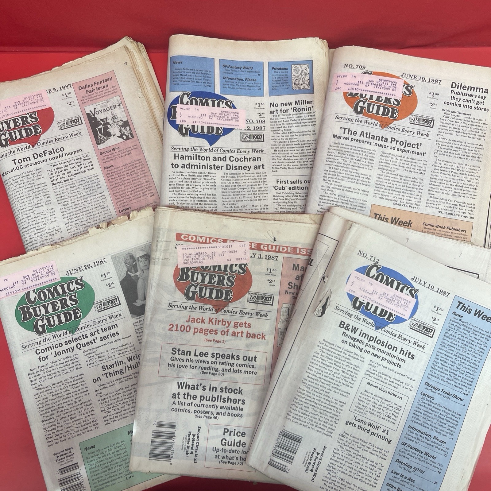 Comics Buyer’s Guide #707-712 Lot of 6 Consecutive Issues 1987 Vintage.  *32