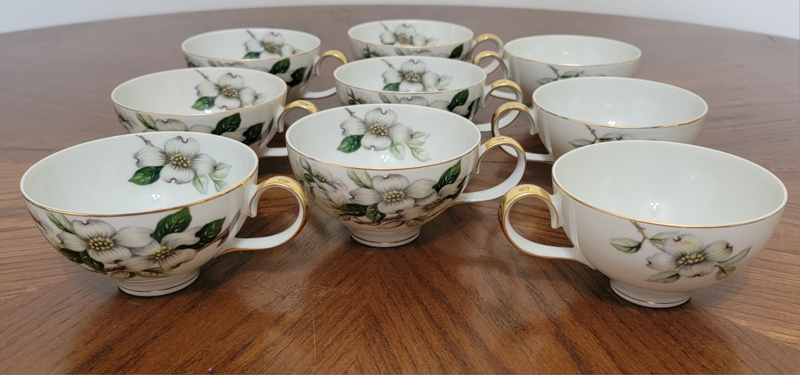 Vintage Meito Norleans Livonia Dogwood Pattern Teacups Set of 9