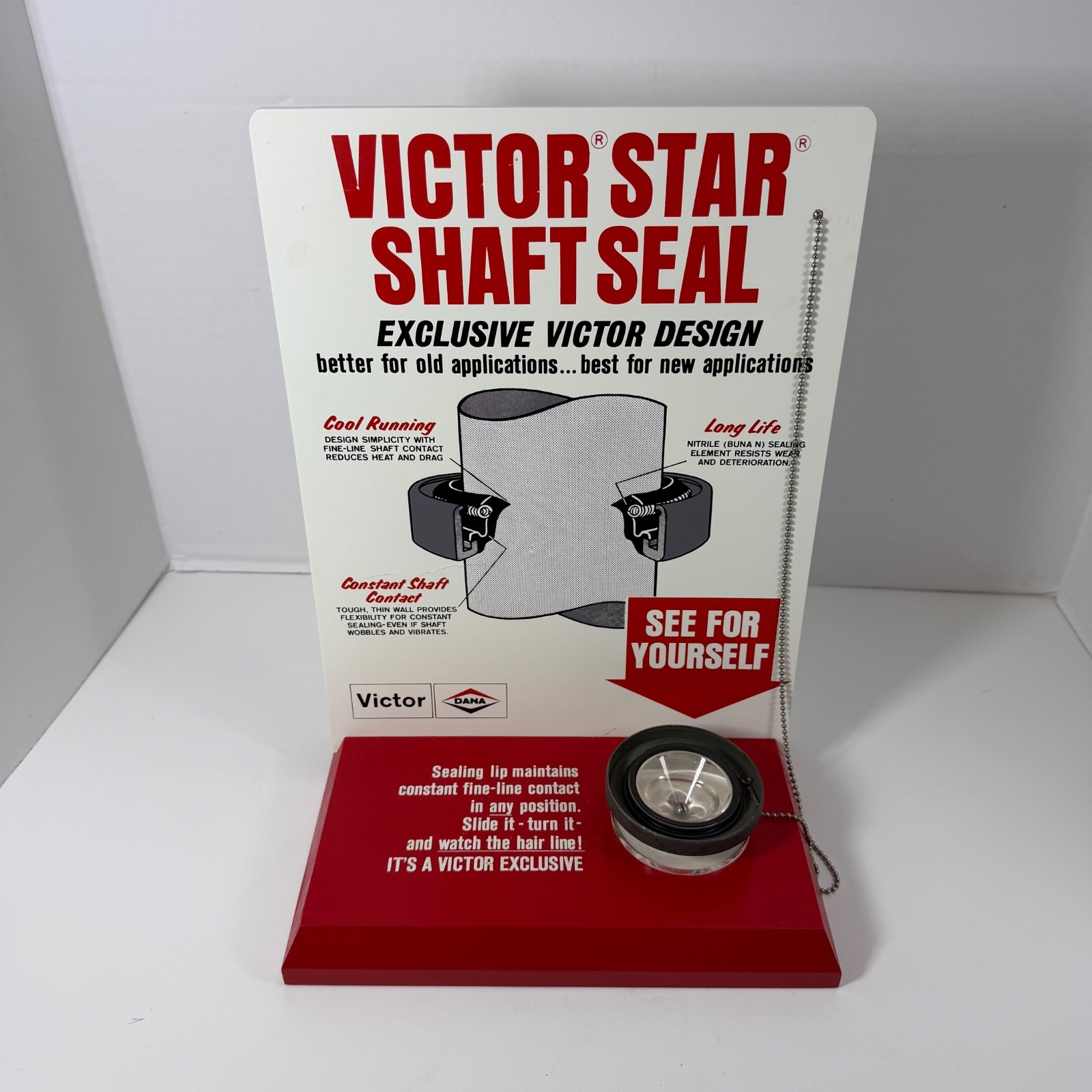 Vintage Victor Star Shaft Seal Dana Store Display Advertising Sign