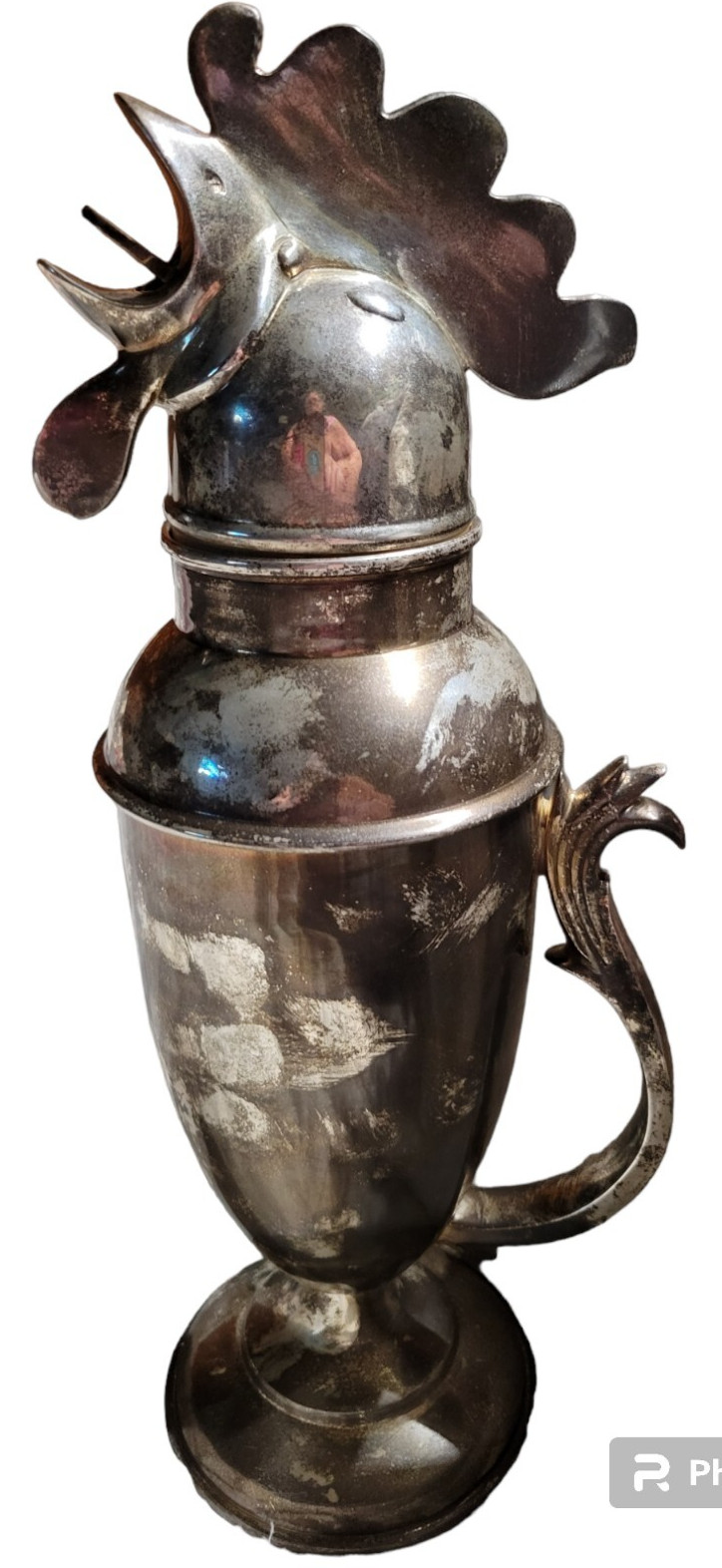 Restoration Hardware Metal Rooster Silverplate Cocktail Martini Shaker Art Deco 