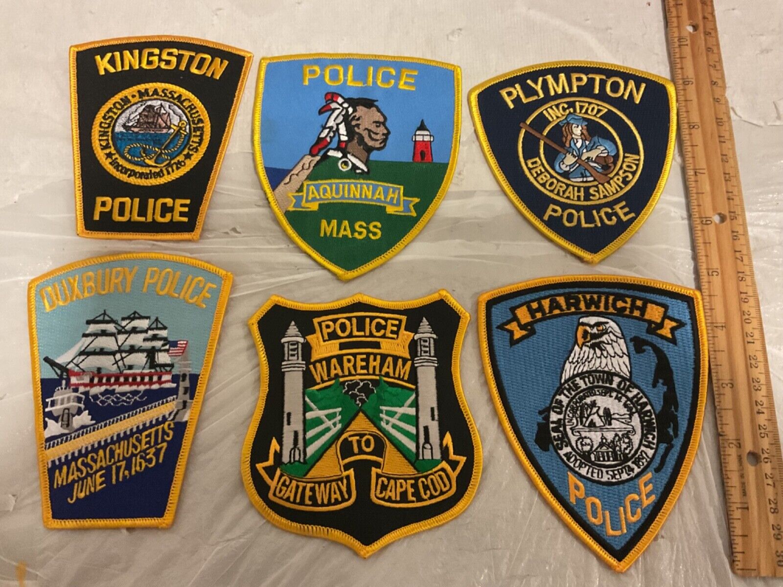 Massachusetts Police collectors patch set 6 pieces all different  patches.