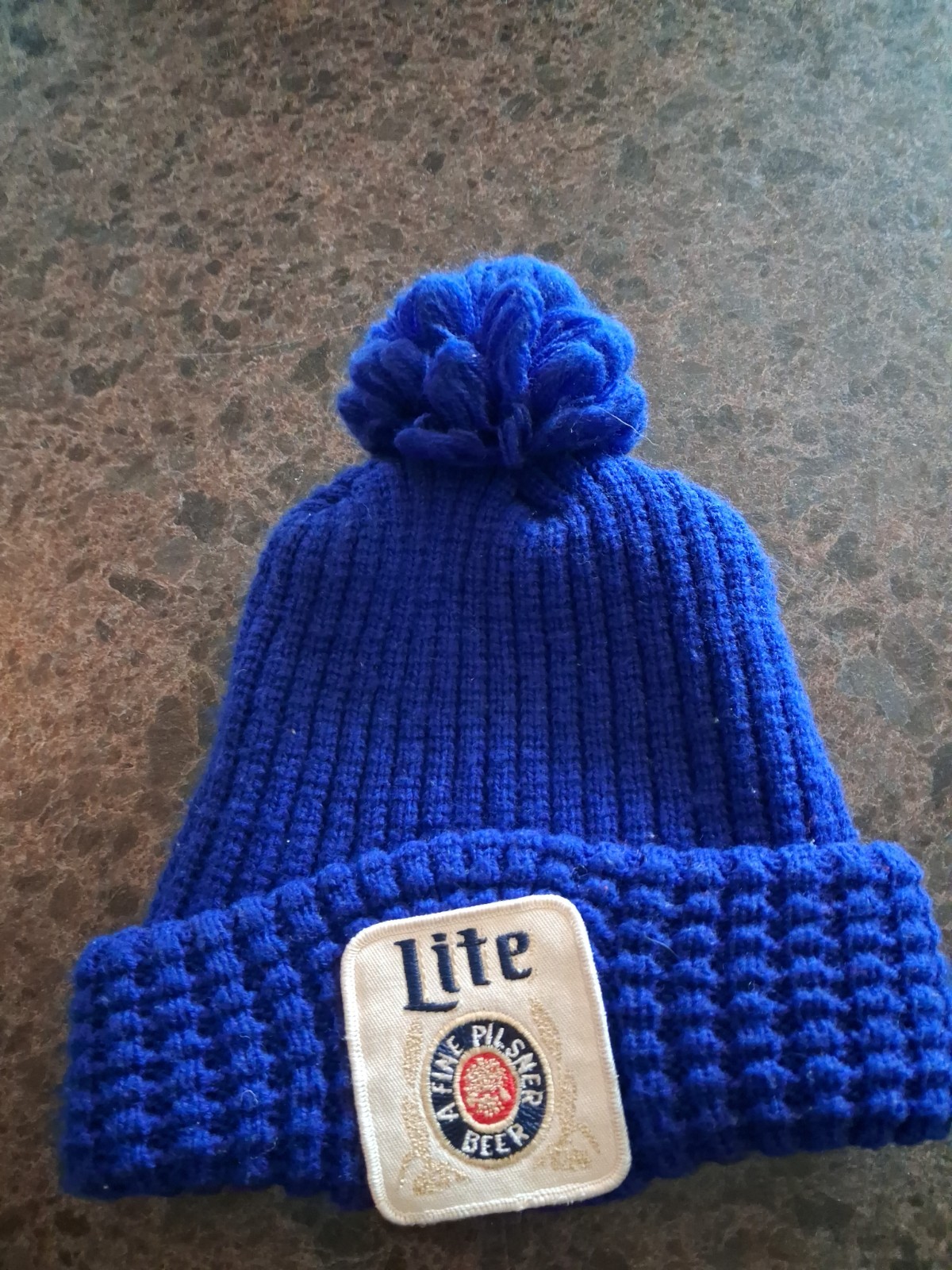 Vintage 1970s MILLER LITE Beer Knit Huge Patch Stocking Hat Winter Beanie *21FB 