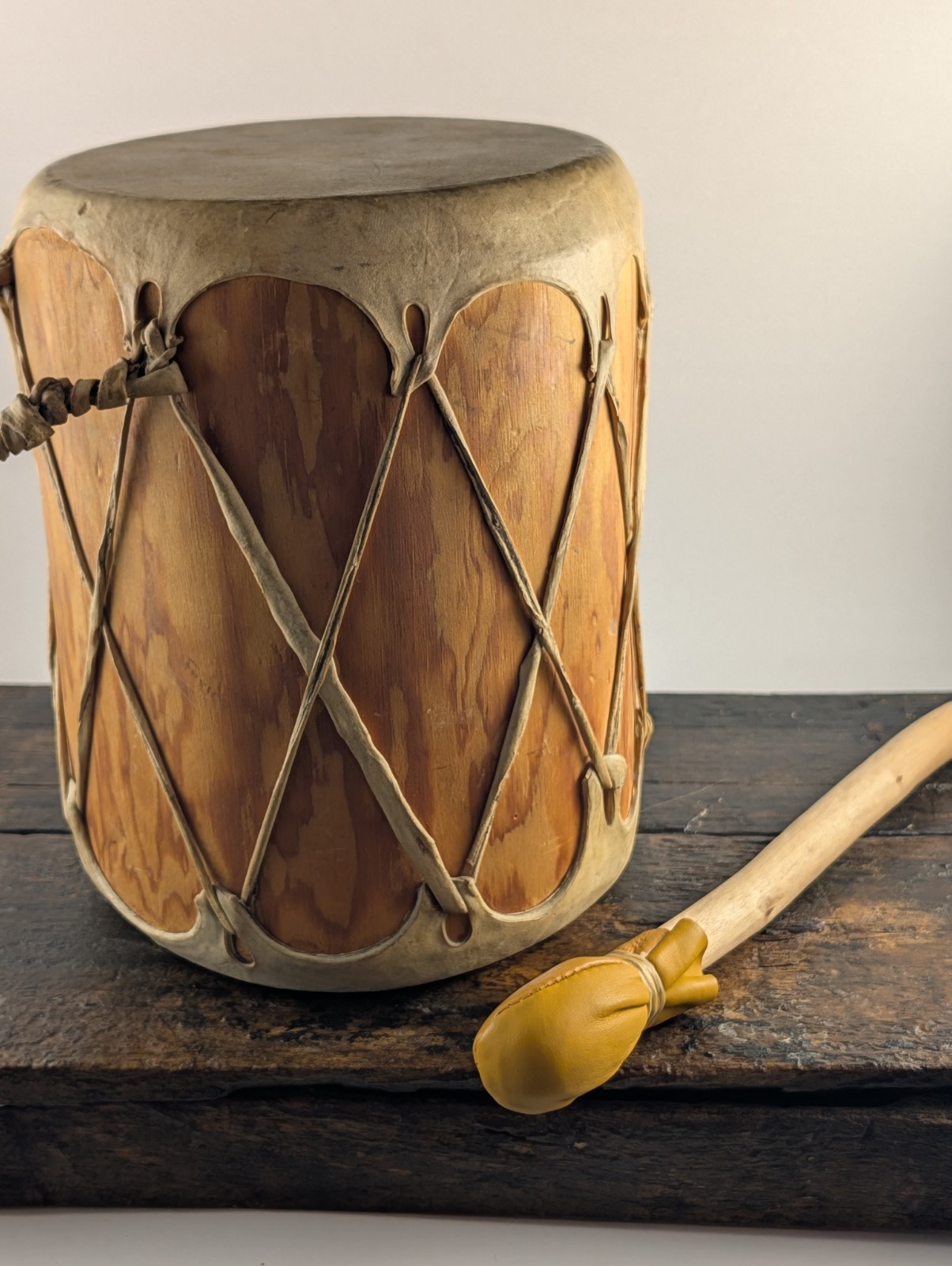 Vintage Southwestern Double Sided Rawhide Wood Drum 10 Vintage Southwestern Double Sided Rawhide Wood Drum 10