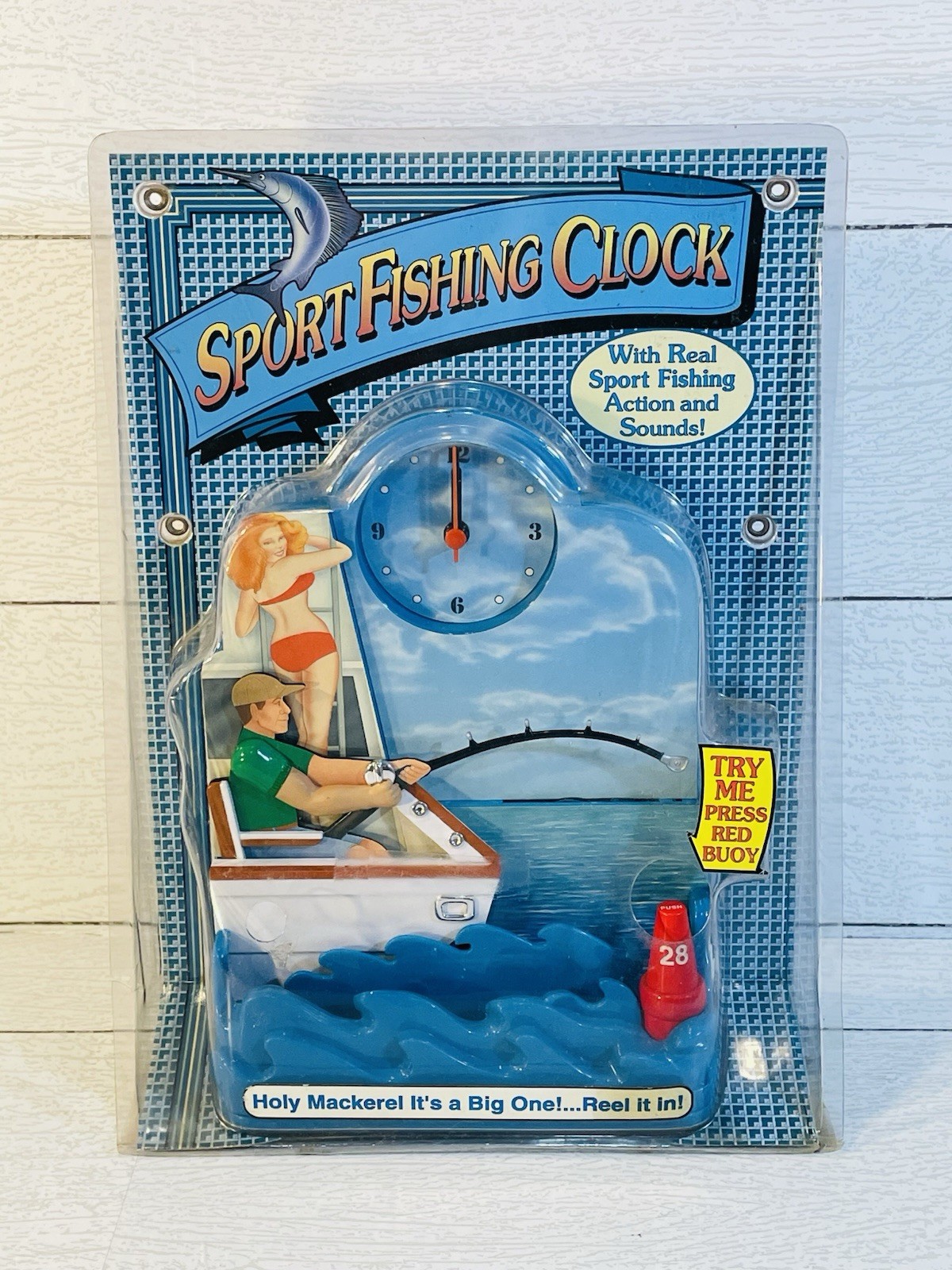1999 Sport Fishing Clock with Motorized Fishing Action and Sounds NEW Sealed