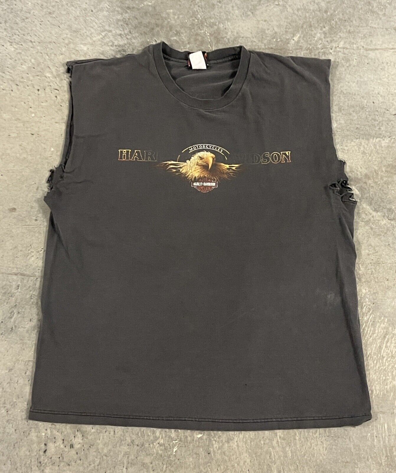 DISTRESSED VTG Harley Davidson Biker Graphic Sleeveless T-Shirt X-Large