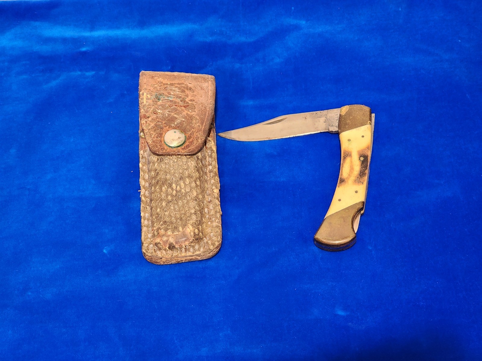 Schrade + Plus USA LB7 Stag Handle Knife With Sheath Vintage (Read Desc.)