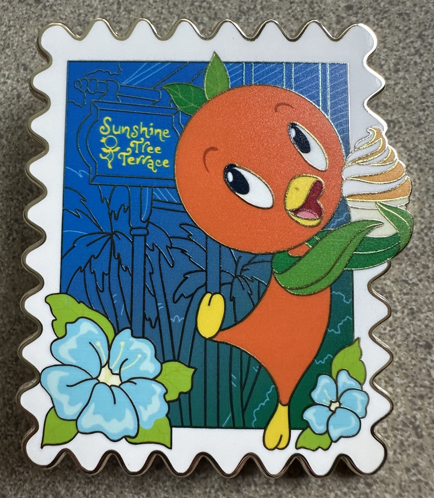 PIN ORANGE BIRD STAMP SUNSHINE TREE TERRACE 3\