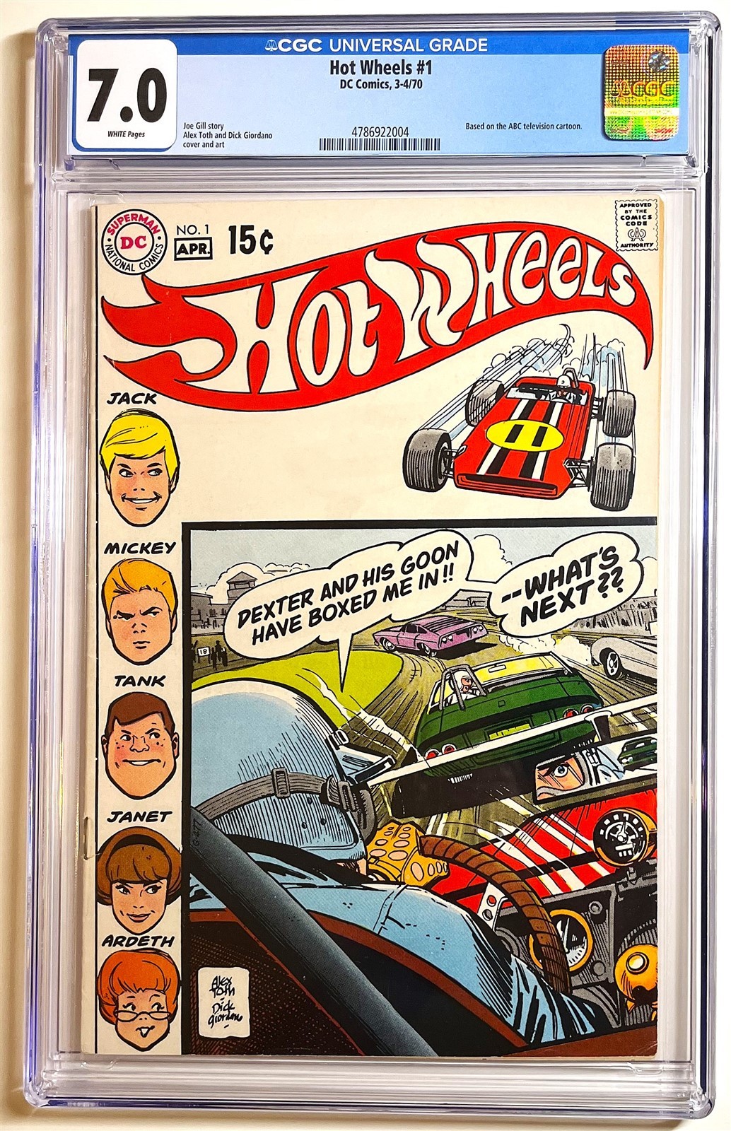 HOT WHEELS #1 ~ DC Comics 1970 ~ Based on 1969-71 TV Cartoon Series ~ CGC 7.0 