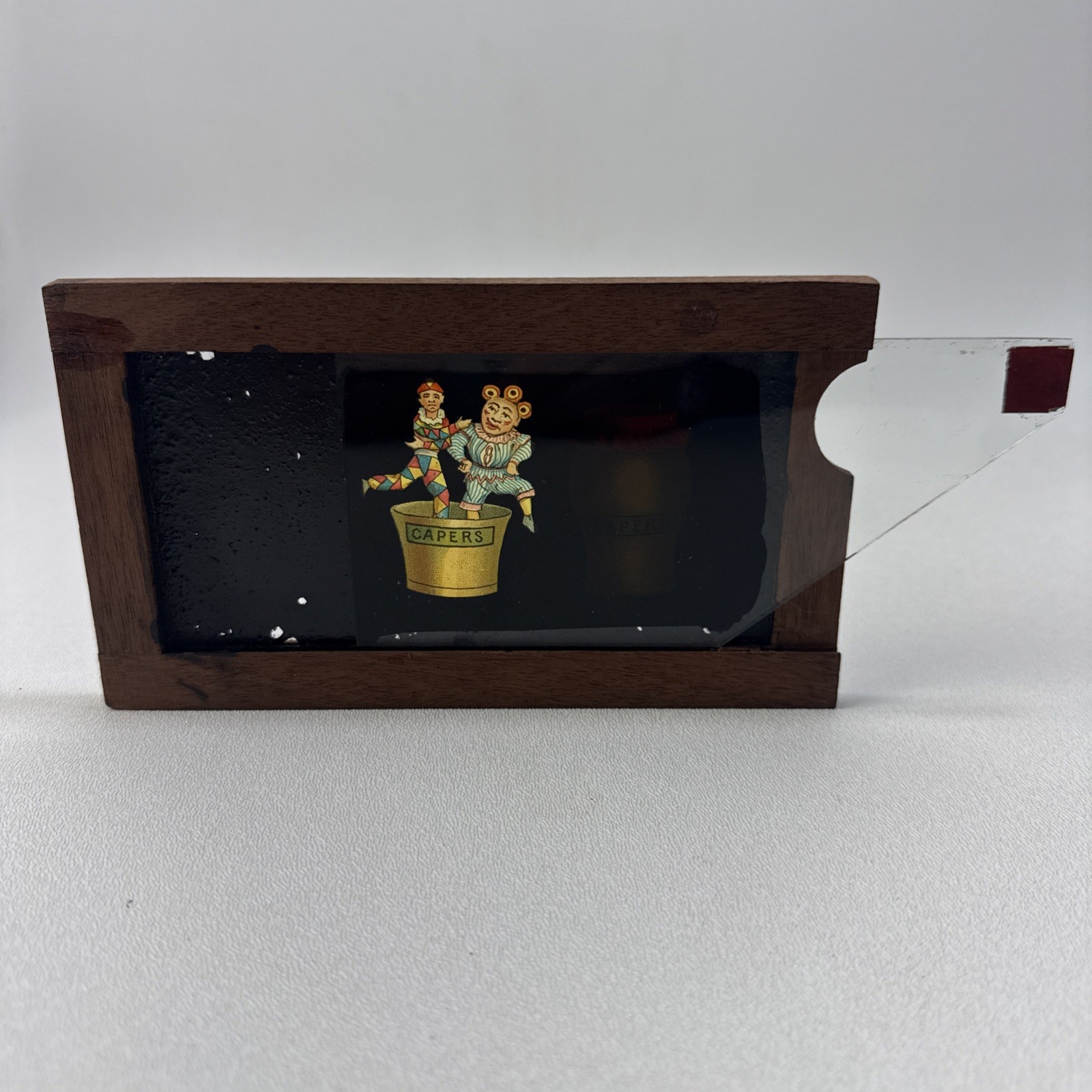 Antique Victorian Magic Lantern Slip Slide CAPERS Harlequin Clown Pantomime