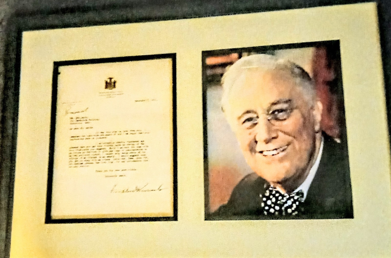 FRANKLIN D ROOSEVELT-SIGNED LETTER DECEMBER 7TH 1931 FRAMED AND MATTED JSA