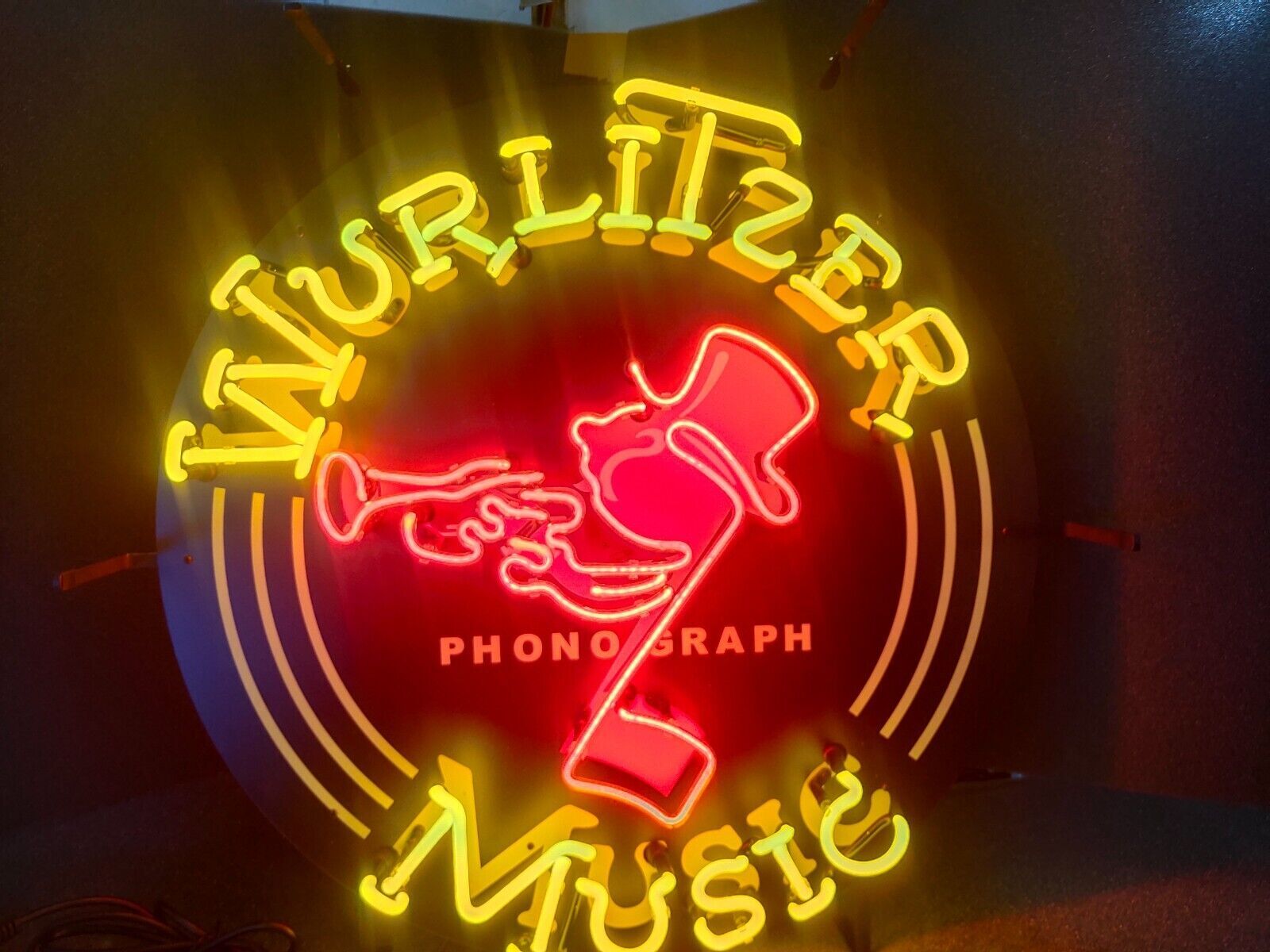 US STOCK Wurlitzer Trumpet Jukebox Vintage Neon Sign Light Glass Handmade 24x24