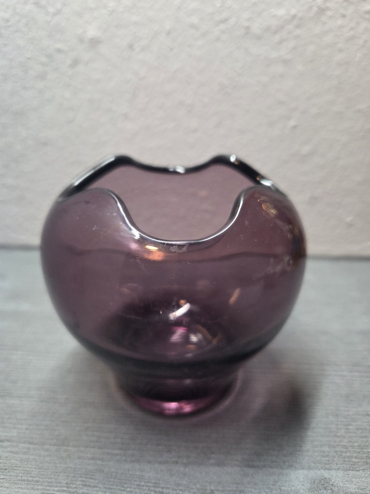 Vintage Viking Purple Glass Rose Bowl Vase MCM 3.5H 3.5W 2 Vintage Viking Purple Glass Rose Bowl Vase MCM 3.5H 3.5W 2