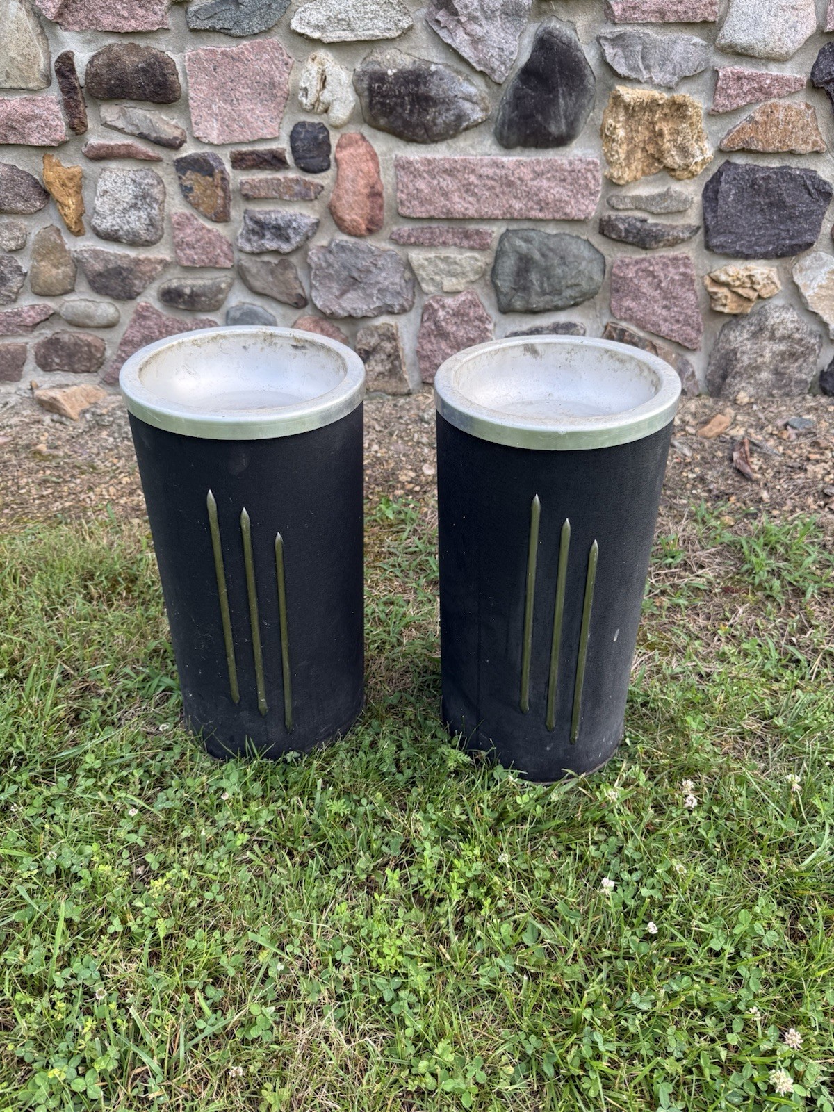 PAIR - Vintage Art Deco Smoking Stand  Ash Urns - Compco Chicago- OG LABELS IOOF