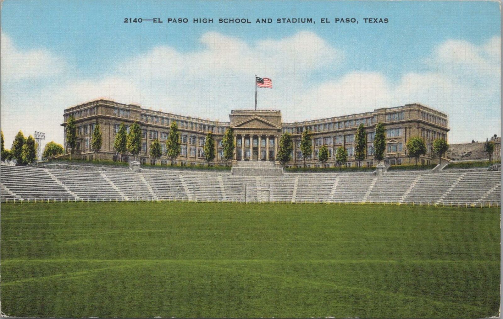Postcard El Paso High School and Stadium El Paso Texas TX 