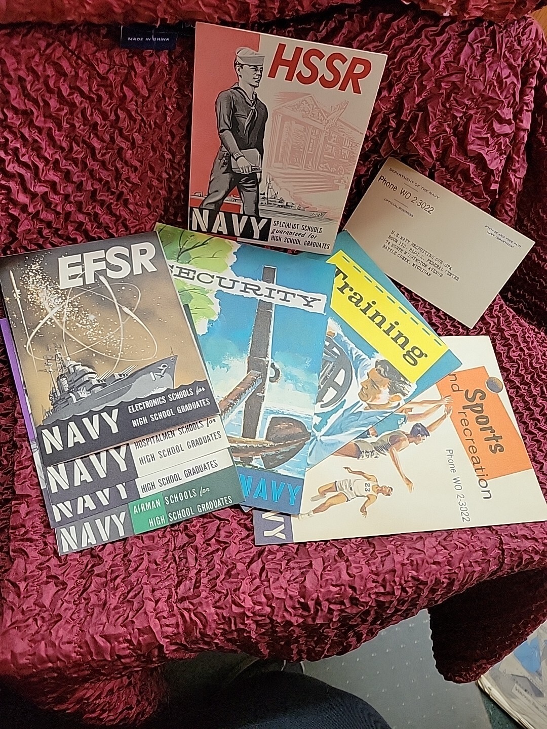 1960  THE U. S, NAVY Recruitment Brochures - 8 Pcs Training, Security, Sport Ect