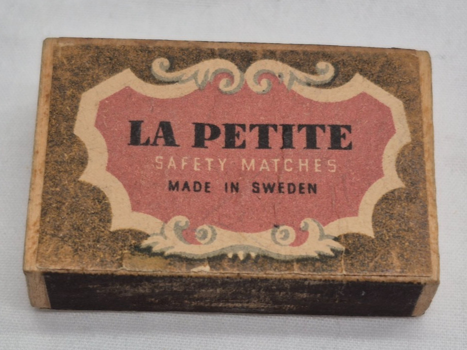 Vintage Match Stick Box Holder La Petite Safety Matches Sweden Embossed Flowers