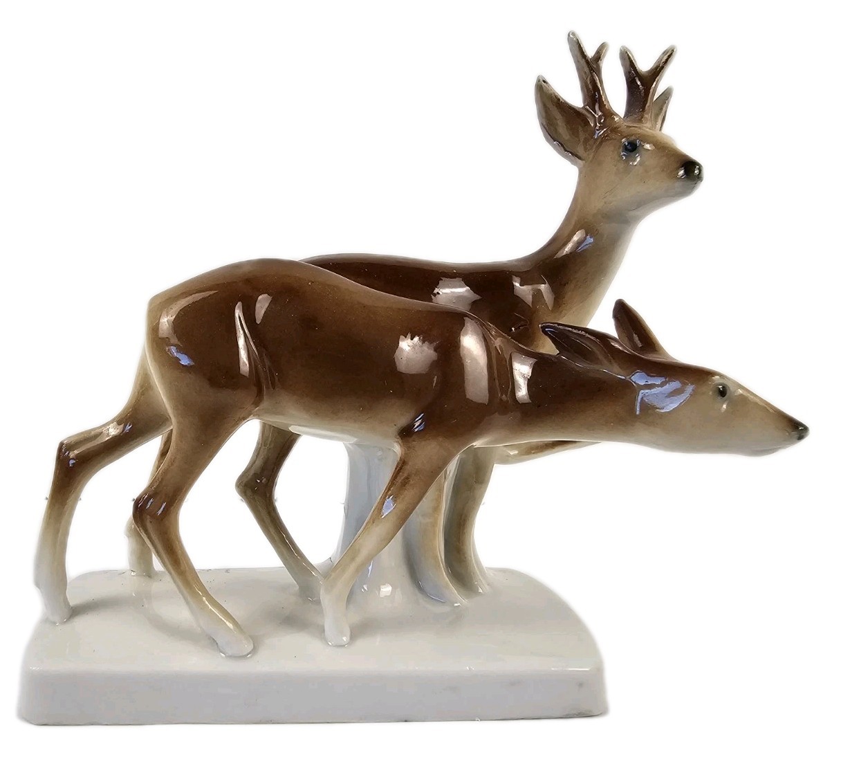 Vtg Carl Scheidig Grafenthal Porcelain Deer Buck & Doe Figurine 8025 Art Deco