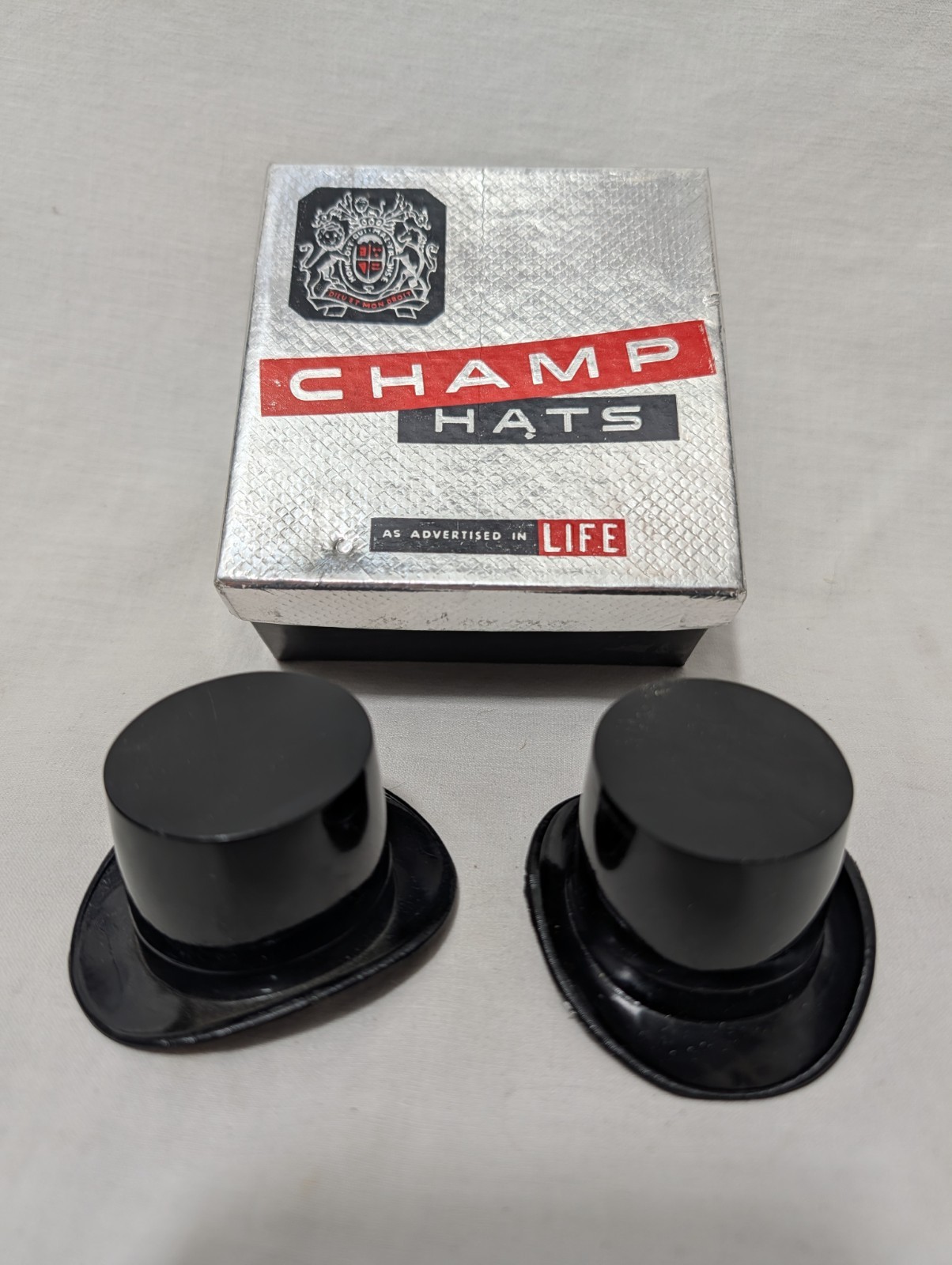 Salesman’s Sample Champs Mini Top Hat with Box.  Circa 1950’s Collectible TWO