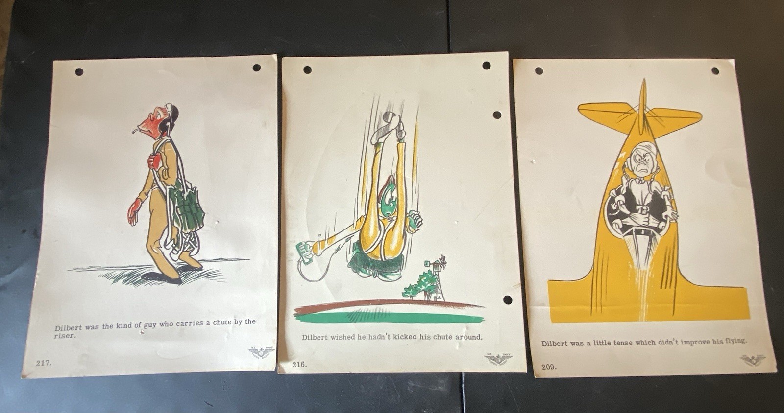 Lot 23 WWII Dilbert Groundloop Comics US Navy Training Div Posters Osborn