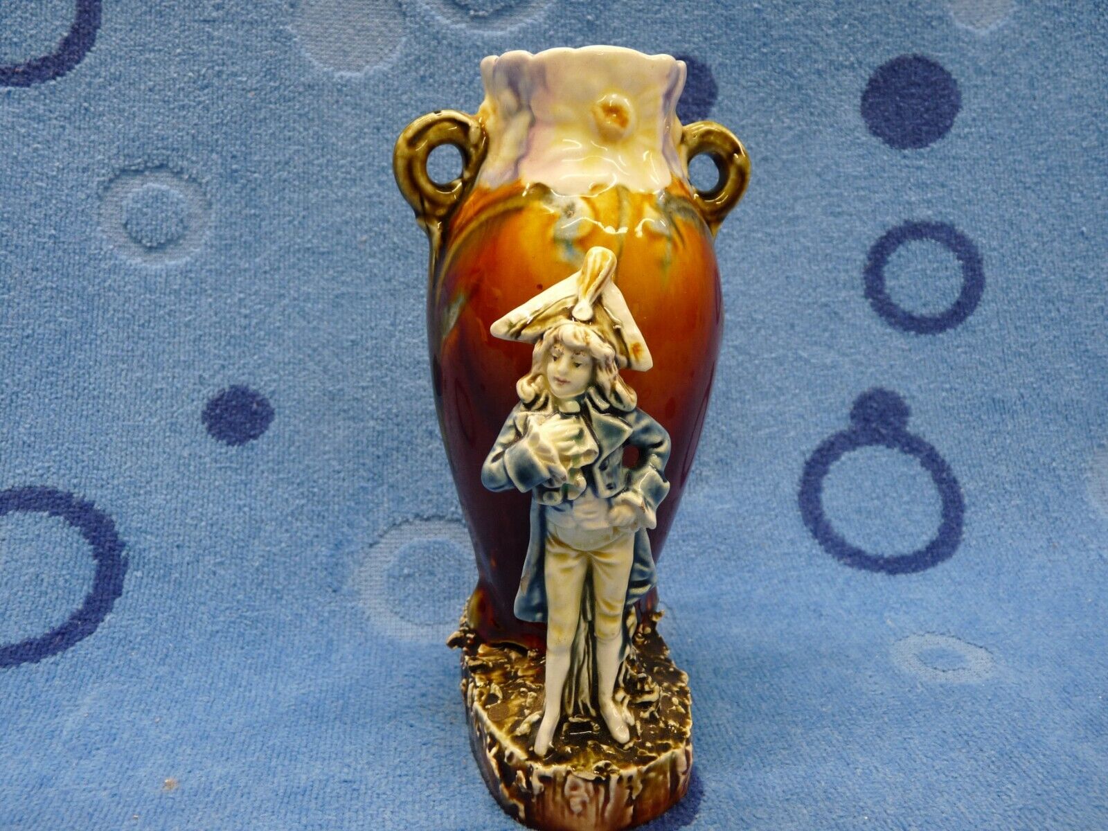 Antique Majolica Victorian Figural Vase Floral