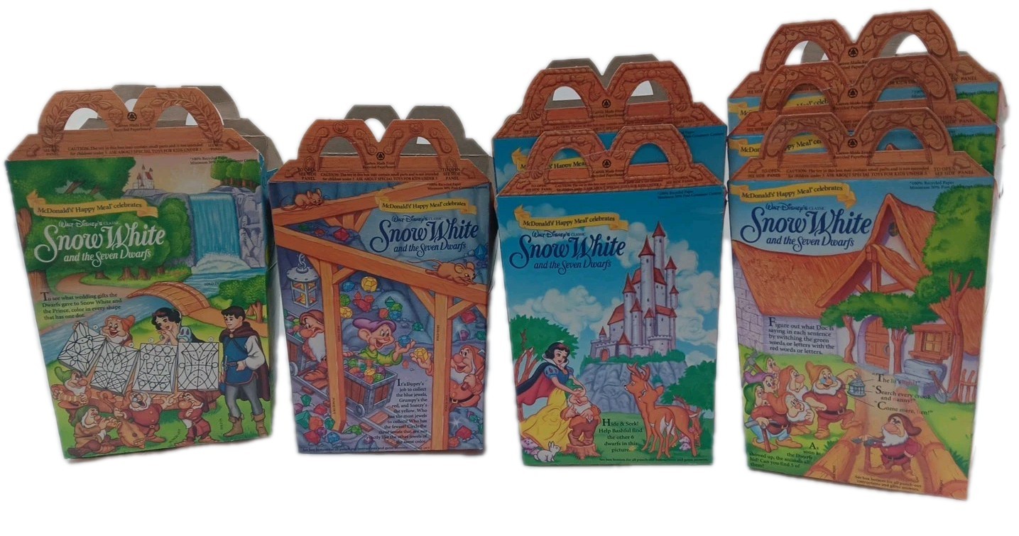 McDonald\'s Disney Snow White Happy Meal Box - 1992 Lot Of 7 Retro 90s Kids