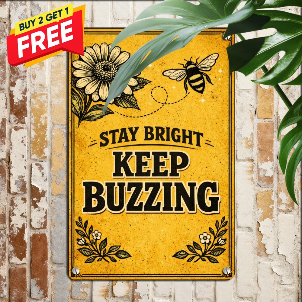 Vintage Bee Rustic Farmhouse Vintage Bee Happy Metal Sign 8x12 20260324 110700 5