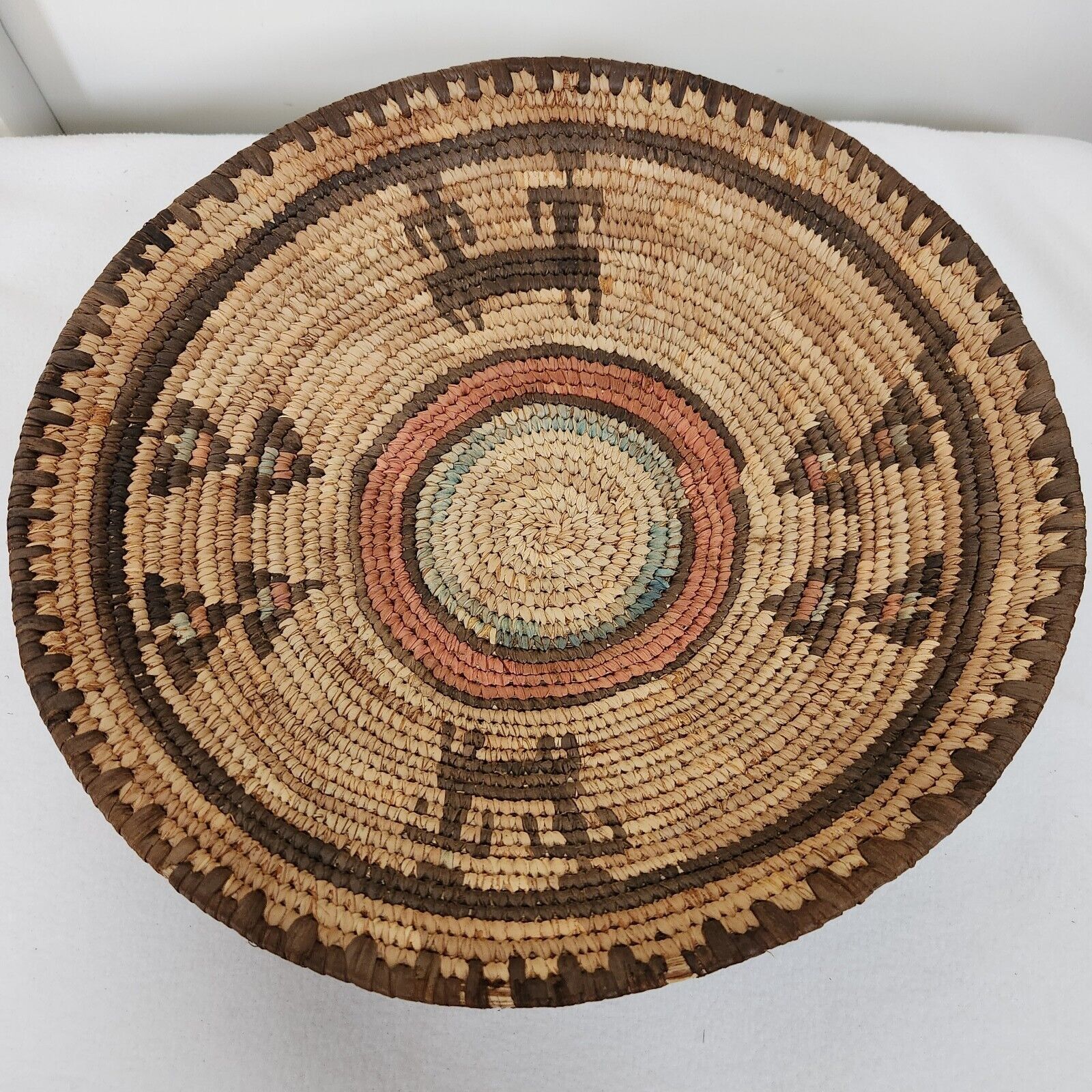 Vintage African Hausa Tribe Woven Circular Coil Weave Geometric Basket Tray
