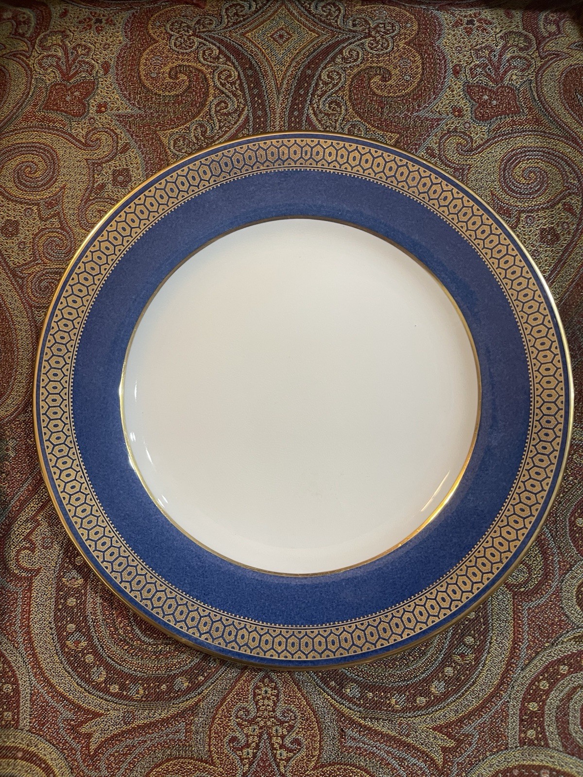 Copeland Spode Dinner Plates Cobalt Blue & Encrusted Gold 10.25” England Vintage