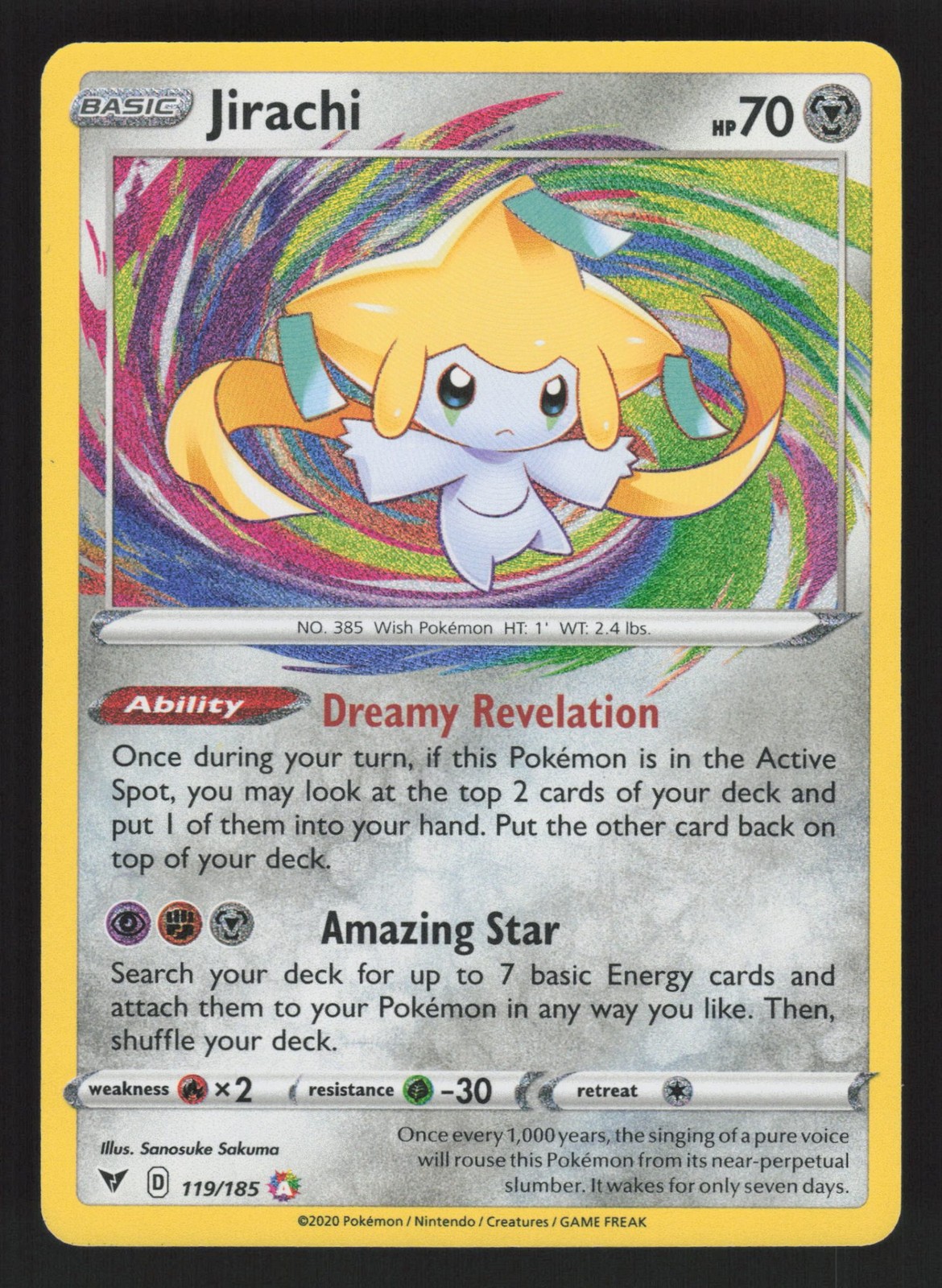 English NM Jirachi 119/185 SWSH04 Holofoil Pokemon SWSH04: Vivid Voltage