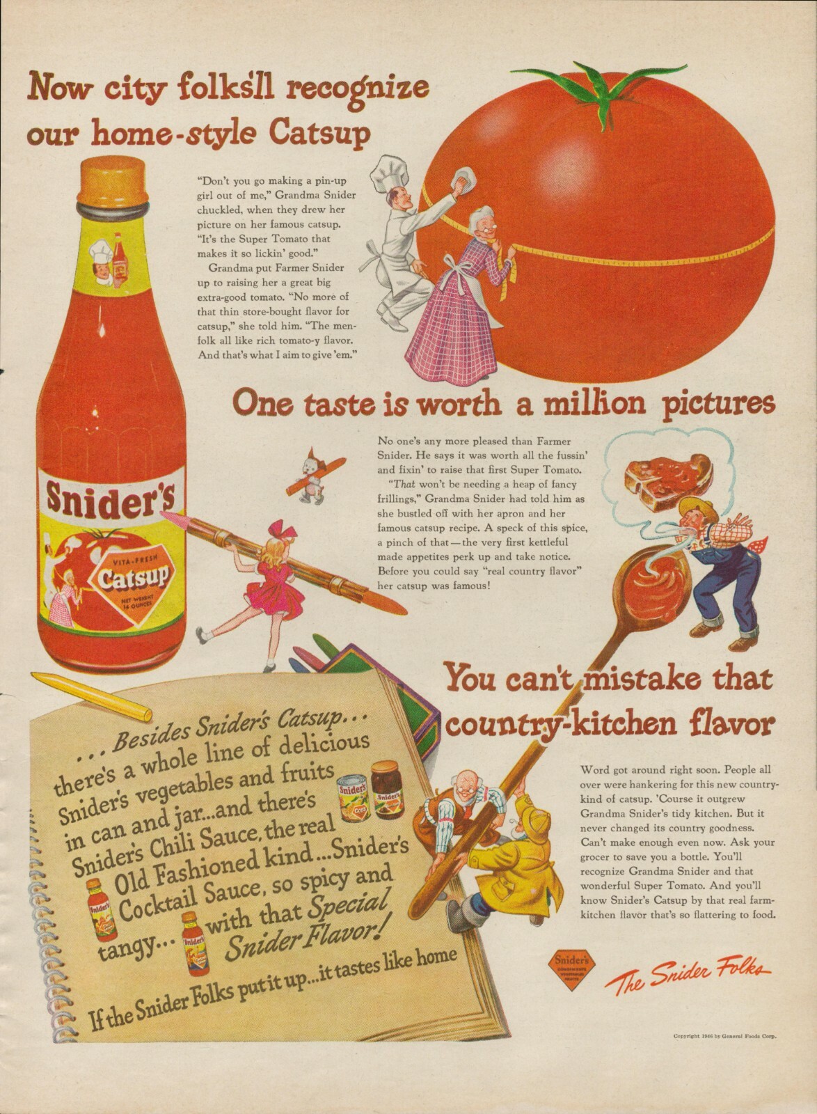 1946 Snider's Catsup Tomatoes Vintage Old Print Ad Vegetables Fruits Sauce Jar 1946 Snider's Catsup Tomatoes Vintage Old Print Ad Vegetables Fruits Sauce Jar