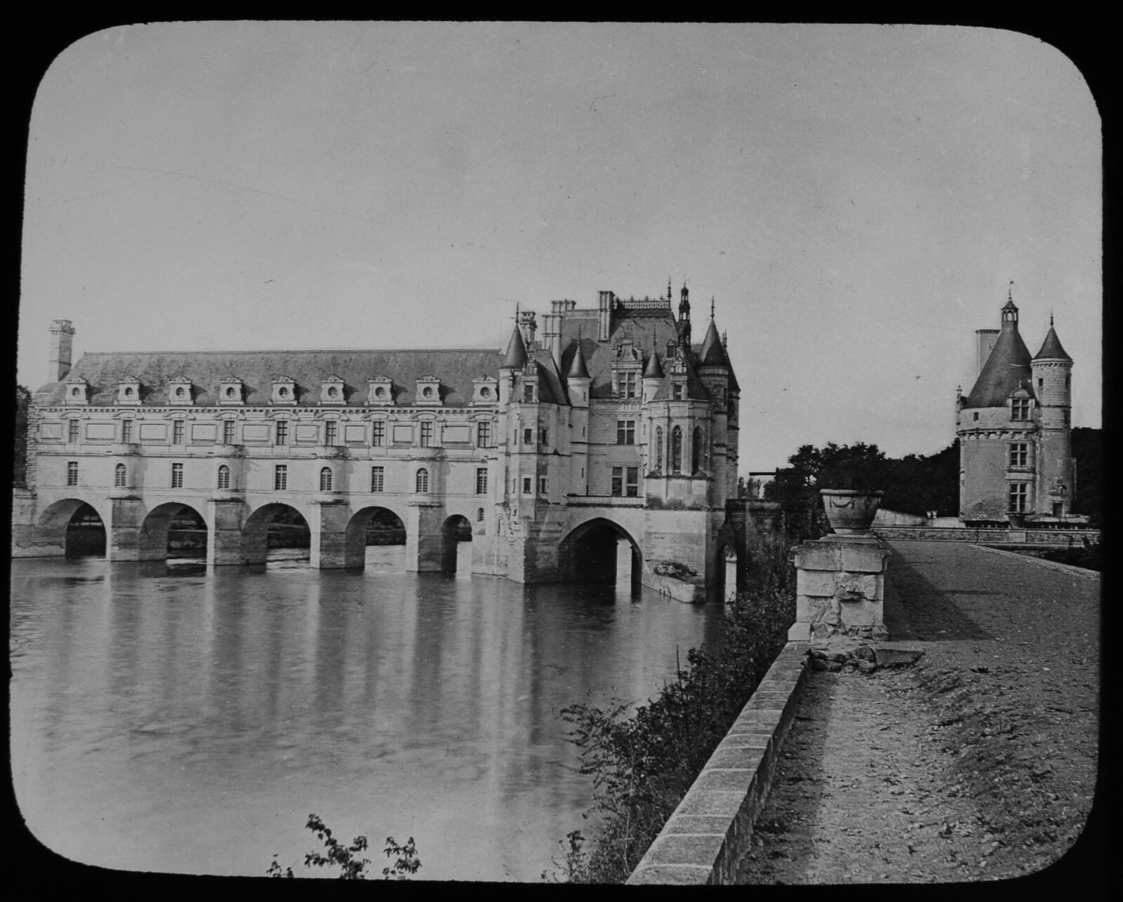 ANTIQUE Magic Lantern Slide CHENONCEAUX CHATEAU C1910 PHOTO FRANCE