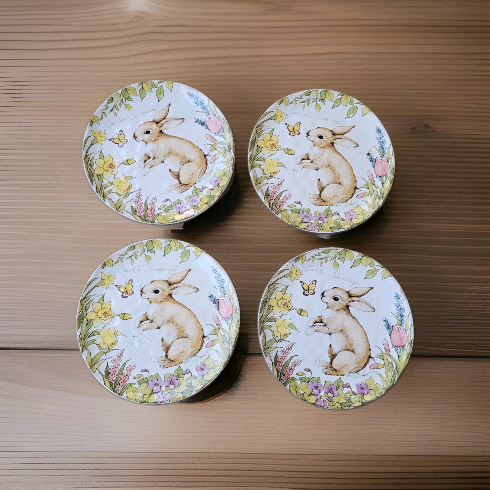 Susan Winget Certified International Easter Bunny Patch Dinner Decorative Plates