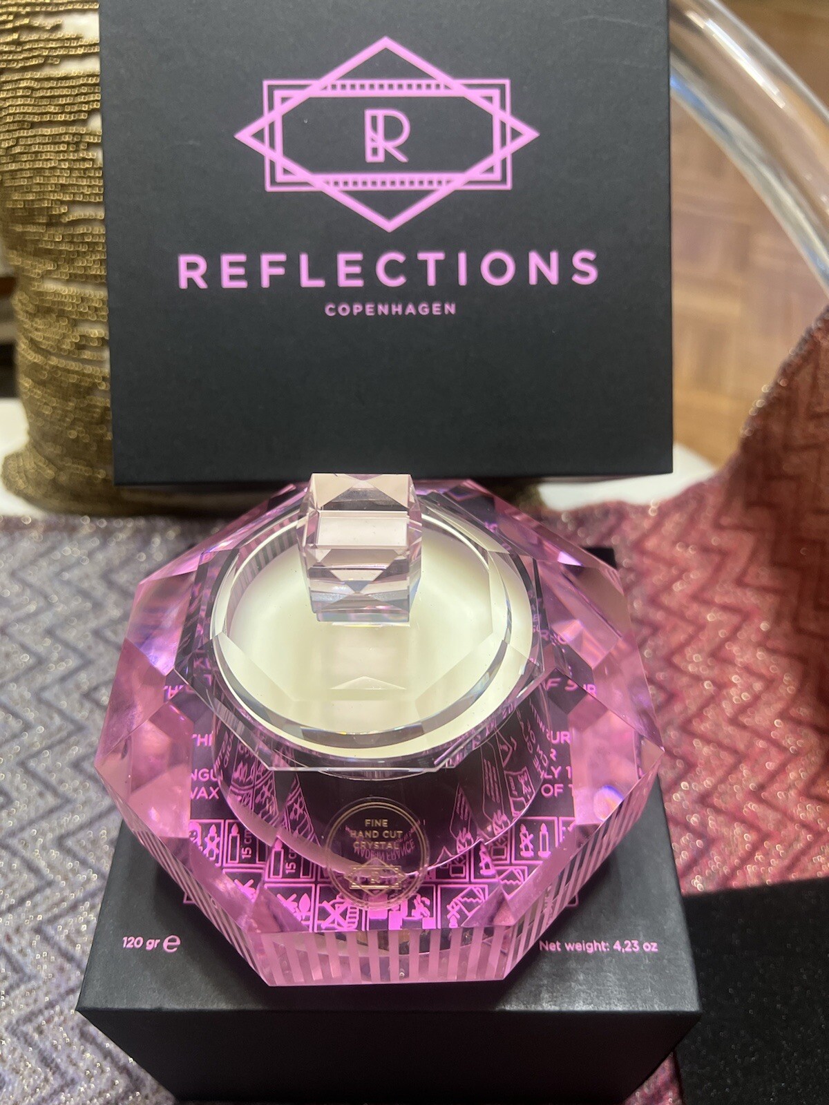 Reflections Copenhagen Clara Rose Scented Crystal Candle BNIB, Baccarat