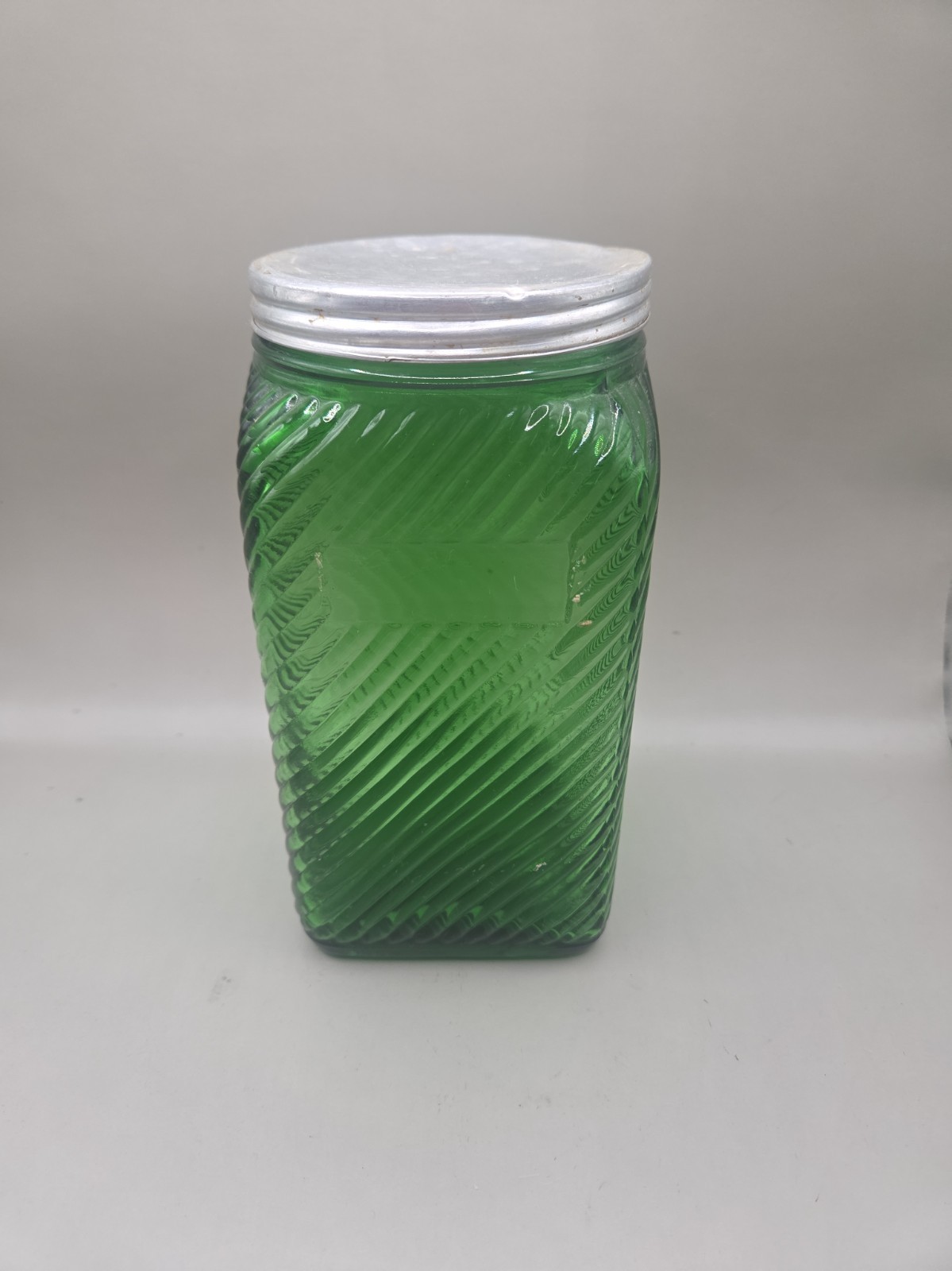 Vintage Owens-Illinois Green Glass Canister with Lid 