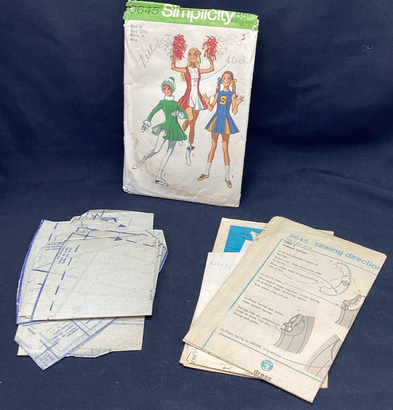 Vtg Simplicity Pattern Cheerleader Skater 9645 (mis 10/32/24) 