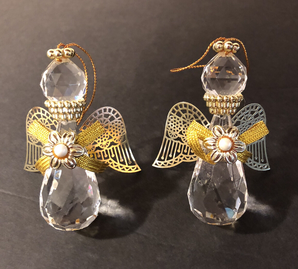 2 - Vintage 1995 AVON ANGELIC REFLECTIONS ORNAMENTS Crystal In Original Boxes 3